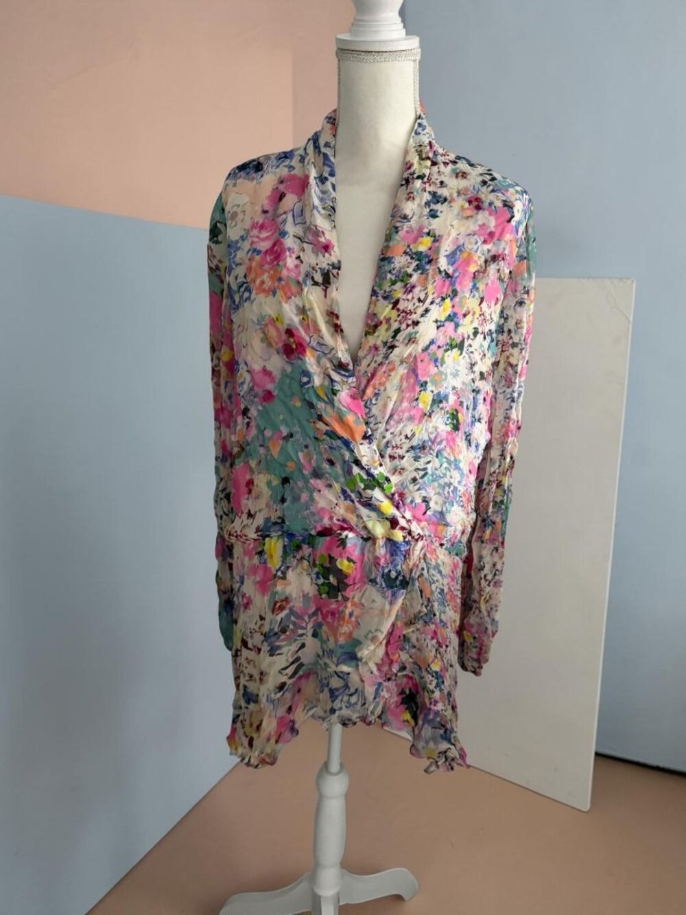 ROCOCO SAND Floral Multicolor Drop Waist Mini Dress Size XL